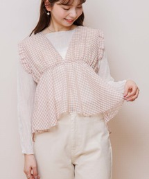 ギンガムシアーリボンビスチェ