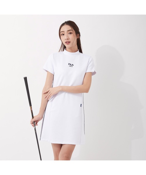 通販激安で人気 セール Fila Golf フィラゴルフ ヘリテージストライプテープ 軽量ダンボールニットモックネック ワンピース ゴルフウェア レディース ワンピース Fila Golf フィラゴルフ のファッション 純正値下げ Zamera Co Mz