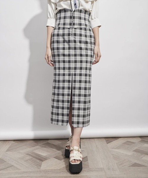 REDYAZEL（レディアゼル）の「チェック柄ホック付マーメイドスカート（スカート・レディース・ブラック/グリーン・SMALL/MEDIUM）」の16枚目の写真