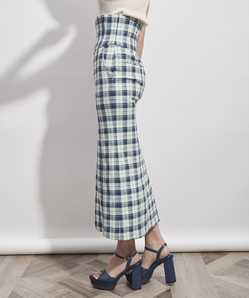 REDYAZEL（レディアゼル）の「チェック柄ホック付マーメイドスカート（スカート・レディース・ブラック/グリーン・SMALL/MEDIUM）」の7枚目の写真