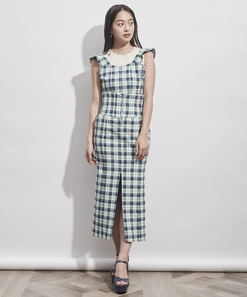 REDYAZEL（レディアゼル）の「チェック柄ホック付マーメイドスカート（スカート・レディース・ブラック/グリーン・SMALL/MEDIUM）」の5枚目の写真