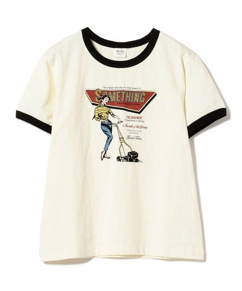 B:MING by BEAMS(ビーミングバイビームス)の「SOMETHING / ハーフスリーブ リンガーTシャツ(Tシャツ/カットソー・レディース・ブラウン系その他/ホワイト・MEDIUM)」の2枚目の写真