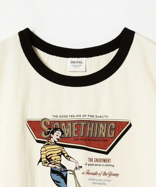 B:MING by BEAMS(ビーミングバイビームス)の「SOMETHING / ハーフスリーブ リンガーTシャツ(Tシャツ/カットソー・レディース・ブラウン系その他/ホワイト・MEDIUM)」の4枚目の写真