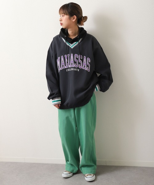 ZIP FIVE(ジップファイブ)の「【loot box】ラインリブカレッジロゴ ナイロンプルオーバー(その他トップス・メンズ・ネイビー/グリーン/スミクロ・MEDIUM/LARGE)」の14枚目の写真