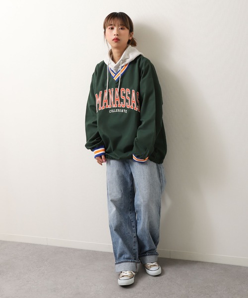 ZIP FIVE(ジップファイブ)の「【loot box】ラインリブカレッジロゴ ナイロンプルオーバー(その他トップス・メンズ・ネイビー/グリーン/スミクロ・MEDIUM/LARGE)」の17枚目の写真