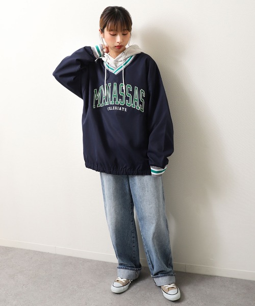 ZIP FIVE(ジップファイブ)の「【loot box】ラインリブカレッジロゴ ナイロンプルオーバー(その他トップス・メンズ・ネイビー/グリーン/スミクロ・MEDIUM/LARGE)」の20枚目の写真