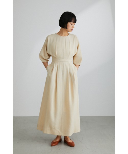 STYLEMIXER（スタイルミキサー）の「ランタンスリーブステッチワンピース（ワンピース・レディース・ブラック/レッド/ライトベージュ・SMALL/MEDIUM）」の2枚目の写真