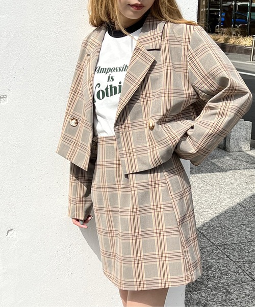 one way（ワンウェイ）の「ショートテーラードジャケット（テーラードジャケット・レディース・ベージュ/ブラック系その他/ブラウン系その他/ライトピンク・FREE）」の3枚目の写真