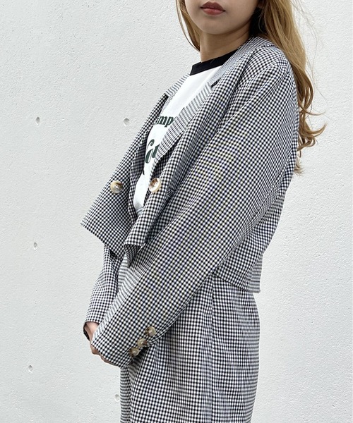 one way（ワンウェイ）の「ショートテーラードジャケット（テーラードジャケット・レディース・ベージュ/ブラック系その他/ブラウン系その他/ライトピンク・FREE）」の7枚目の写真