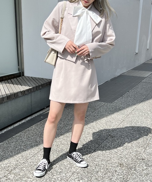 one way（ワンウェイ）の「ショートテーラードジャケット（テーラードジャケット・レディース・ベージュ/ブラック系その他/ブラウン系その他/ライトピンク・FREE）」の20枚目の写真