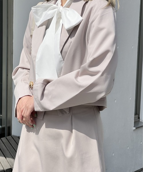 one way（ワンウェイ）の「ショートテーラードジャケット（テーラードジャケット・レディース・ベージュ/ブラック系その他/ブラウン系その他/ライトピンク・FREE）」の21枚目の写真