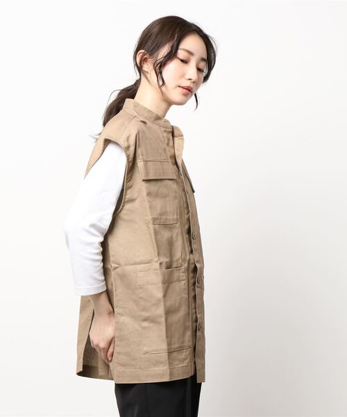 STYLEBLOCK（スタイルブロック）の「綿ツイルミリタリーベスト（ベスト・レディース・ホワイト系その他/ベージュ/カーキ・M）」の5枚目の写真