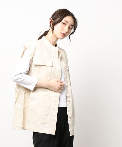 STYLEBLOCK（スタイルブロック）の「綿ツイルミリタリーベスト（ベスト・レディース・ホワイト系その他/ベージュ/カーキ・M）」の10枚目の写真