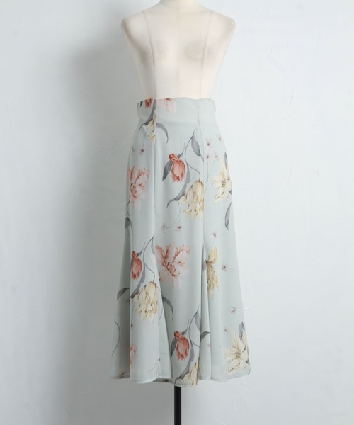 tocco closet（トッコ　クローゼット）の「フラワープリントバックレースアップマーメイドスカート（スカート・レディース・ピンク/ミント・M/M-L）」の13枚目の写真