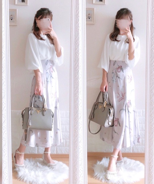 tocco closet（トッコ　クローゼット）の「フラワープリントバックレースアップマーメイドスカート（スカート・レディース・ピンク/ミント・M/M-L）」の10枚目の写真