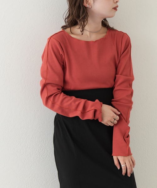 Kastane（カスタネ）の「テレコ無地クルーインナー（Tシャツ/カットソー・レディース・アイボリー/ピンク/グリーン・FREE）」の22枚目の写真