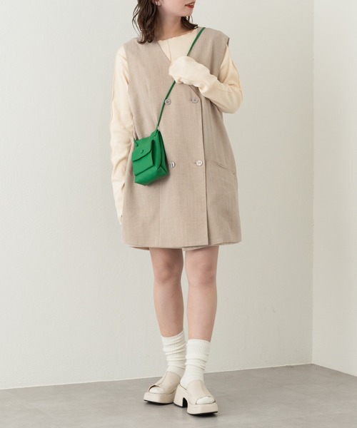 Kastane（カスタネ）の「テレコ無地クルーインナー（Tシャツ/カットソー・レディース・アイボリー/ピンク/グリーン・FREE）」の4枚目の写真