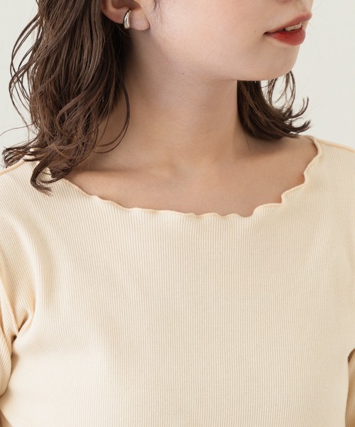 Kastane（カスタネ）の「テレコ無地クルーインナー（Tシャツ/カットソー・レディース・アイボリー/ピンク/グリーン・FREE）」の10枚目の写真