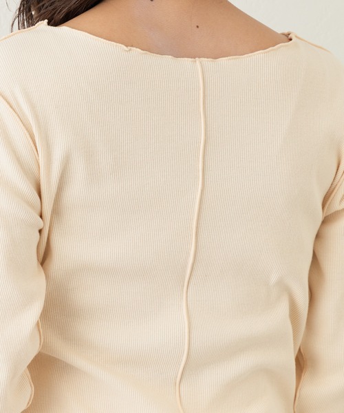 Kastane（カスタネ）の「テレコ無地クルーインナー（Tシャツ/カットソー・レディース・アイボリー/ピンク/グリーン・FREE）」の11枚目の写真