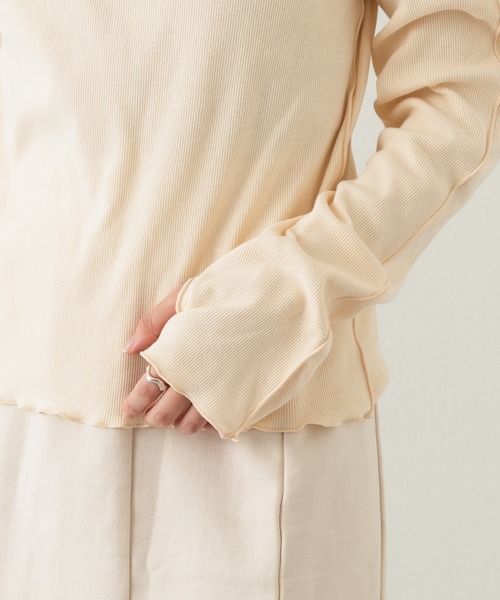 Kastane（カスタネ）の「テレコ無地クルーインナー（Tシャツ/カットソー・レディース・アイボリー/ピンク/グリーン・FREE）」の13枚目の写真