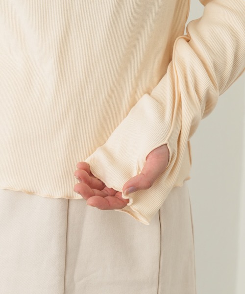 Kastane（カスタネ）の「テレコ無地クルーインナー（Tシャツ/カットソー・レディース・アイボリー/ピンク/グリーン・FREE）」の14枚目の写真