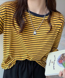 DAY CLOSET | レディース ボーダー柄ドロップショルダーロングTシャツ(Tシャツ/カットソー)