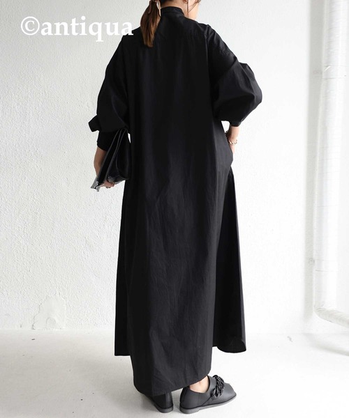 antiqua（アンティカ）の「プリーツシャツワンピース（ワンピース・レディース・ブラック/オフホワイト・FREE）」の22枚目の写真
