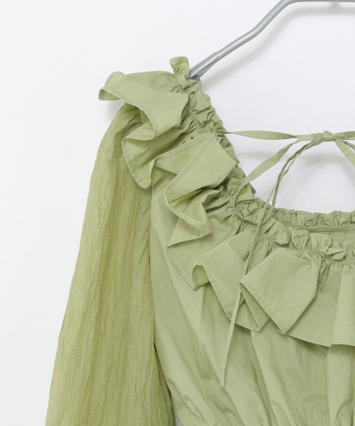 Heather(ヘザー)の「バック開きリボンブラウス 285606(シャツ/ブラウス・レディース・ブルー/グリーン/オフホワイト・FREE)」の8枚目の写真