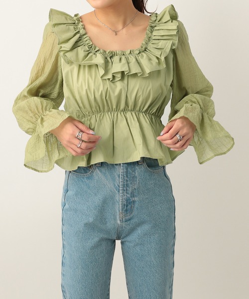 Heather(ヘザー)の「バック開きリボンブラウス 285606(シャツ/ブラウス・レディース・ブルー/グリーン/オフホワイト・FREE)」の20枚目の写真