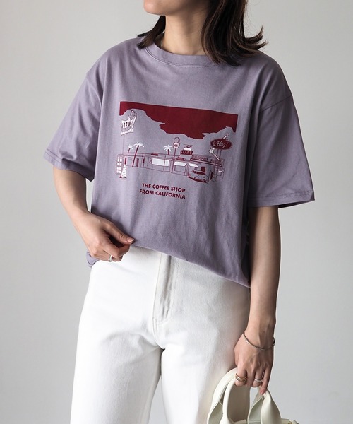 Riberry(リベリー)の「COFFEE SHOP プリントTシャツ(Tシャツ/カットソー・レディース・グリーン/オフホワイト/ラベンダー/スミクロ/ブルー・FREE)」の9枚目の写真