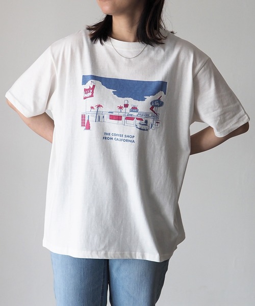 Riberry(リベリー)の「COFFEE SHOP プリントTシャツ(Tシャツ/カットソー・レディース・グリーン/オフホワイト/ラベンダー/スミクロ/ブルー・FREE)」の11枚目の写真