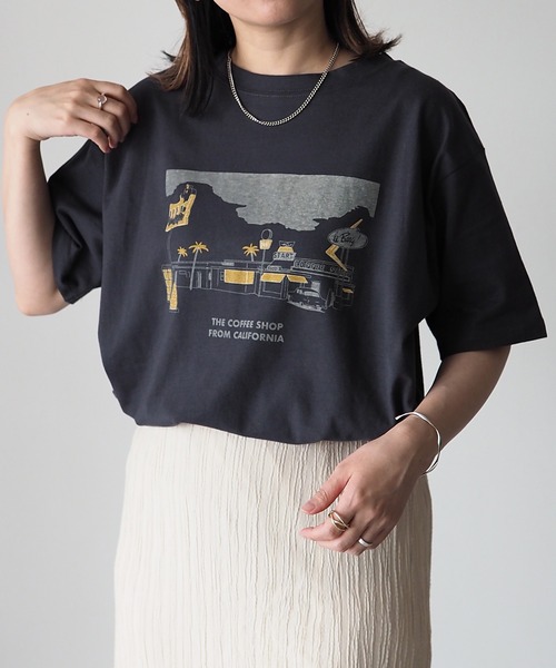 Riberry(リベリー)の「COFFEE SHOP プリントTシャツ(Tシャツ/カットソー・レディース・グリーン/オフホワイト/ラベンダー/スミクロ/ブルー・FREE)」の16枚目の写真