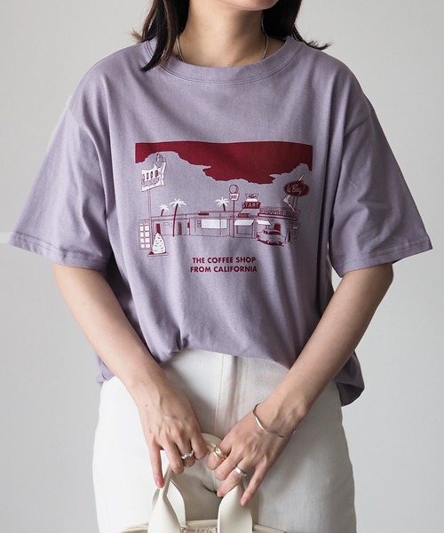 Riberry(リベリー)の「COFFEE SHOP プリントTシャツ(Tシャツ/カットソー・レディース・グリーン/オフホワイト/ラベンダー/スミクロ/ブルー・FREE)」の14枚目の写真