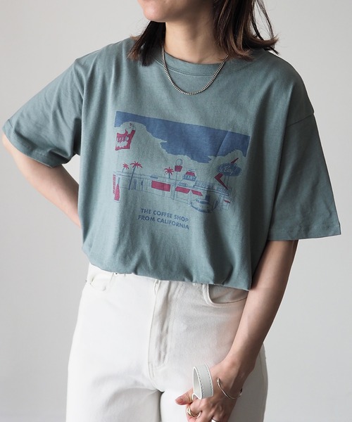 Riberry(リベリー)の「COFFEE SHOP プリントTシャツ(Tシャツ/カットソー・レディース・グリーン/オフホワイト/ラベンダー/スミクロ/ブルー・FREE)」の15枚目の写真