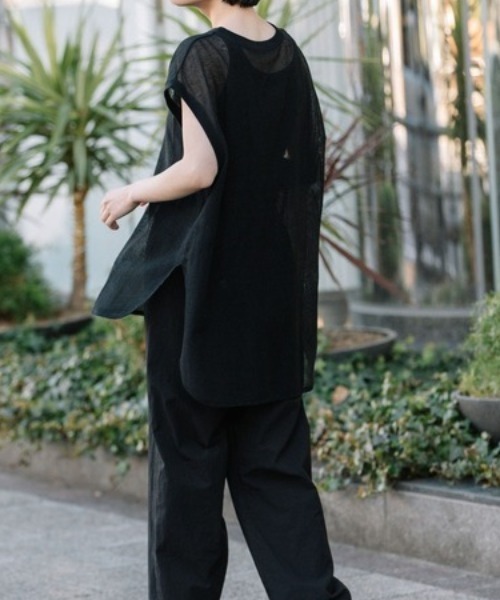 Munich（ミューニック）の「Munich(ミューニック) コットンラッセルラウンドヘムトップス/MN221U48（Tシャツ/カットソー・レディース・ブラック・FREE）」の5枚目の写真