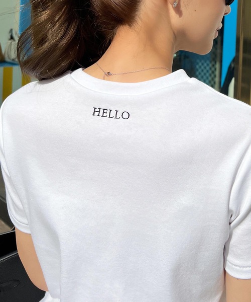 KOBE LETTUCE（コウベレタス）の「[ 岡部あゆみさんコラボ ]バック刺繍Ｔシャツ（Tシャツ/カットソー・レディース・ブラック/ネイビー/オフホワイト・FREE）」の5枚目の写真