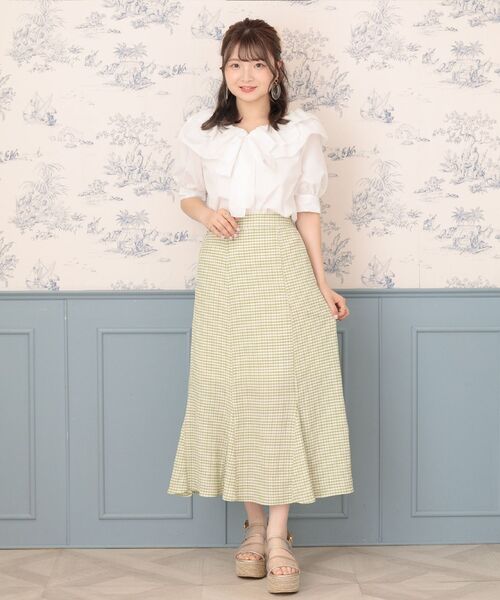 ems excite（エムズエキサイト）の「フリルリボンBL（シャツ/ブラウス・レディース・ブラック/ベージュ/ホワイト・FREE）」の4枚目の写真