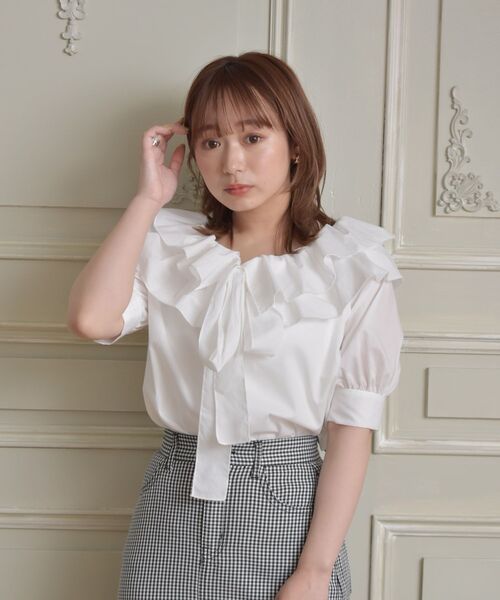 ems excite（エムズエキサイト）の「フリルリボンBL（シャツ/ブラウス・レディース・ブラック/ベージュ/ホワイト・FREE）」の20枚目の写真