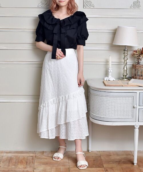 ems excite（エムズエキサイト）の「フリルリボンBL（シャツ/ブラウス・レディース・ブラック/ベージュ/ホワイト・FREE）」の16枚目の写真