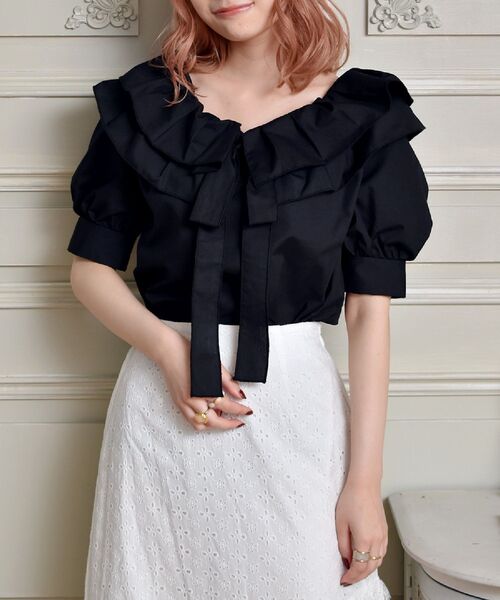 ems excite（エムズエキサイト）の「フリルリボンBL（シャツ/ブラウス・レディース・ブラック/ベージュ/ホワイト・FREE）」の12枚目の写真