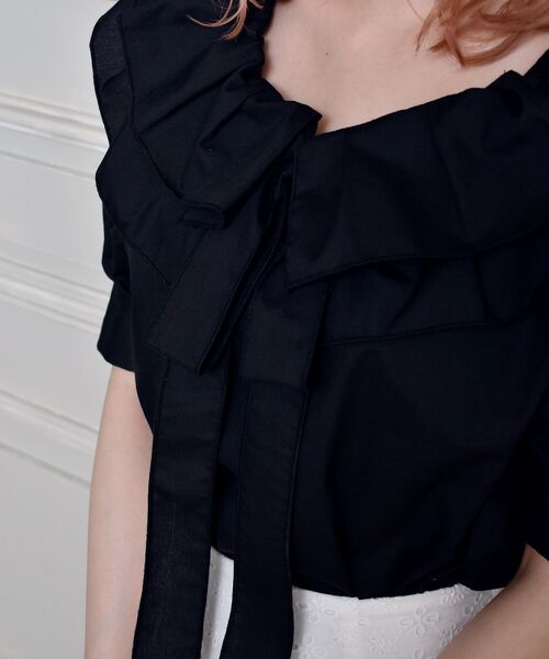 ems excite（エムズエキサイト）の「フリルリボンBL（シャツ/ブラウス・レディース・ブラック/ベージュ/ホワイト・FREE）」の7枚目の写真