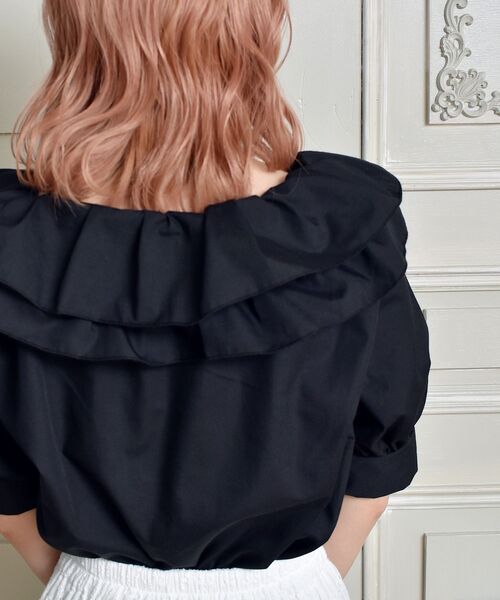 ems excite（エムズエキサイト）の「フリルリボンBL（シャツ/ブラウス・レディース・ブラック/ベージュ/ホワイト・FREE）」の6枚目の写真