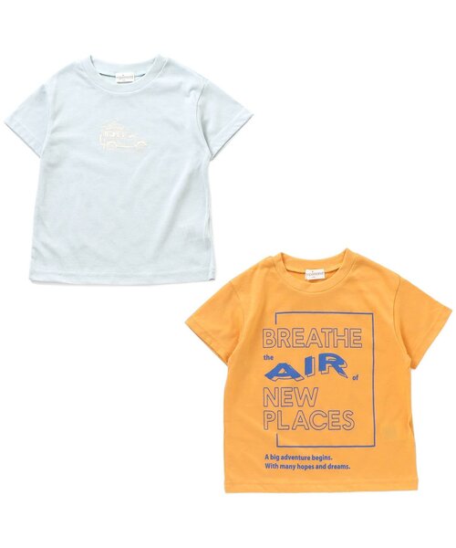 Ampersand(アンパサンド)の「2PセットショートスリーブTシャツ_吸水速乾(Tシャツ/カットソー・キッズ・サックスブルー/ピンク・90/100/110/120/80/130/95/140)」の1枚目の写真