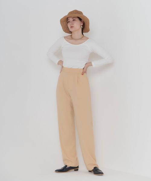 TINA：JOJUN（ティーナジョジュン）の「サマー ルーズテーパードパンツ TINA：JOJUN（スラックス・レディース・カーキ/クリーム・S/M）」の5枚目の写真