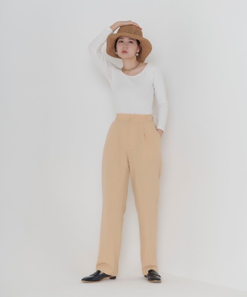 TINA：JOJUN（ティーナジョジュン）の「サマー ルーズテーパードパンツ TINA：JOJUN（スラックス・レディース・カーキ/クリーム・S/M）」の7枚目の写真