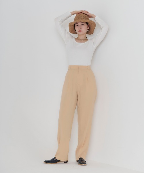 TINA：JOJUN（ティーナジョジュン）の「サマー ルーズテーパードパンツ TINA：JOJUN（スラックス・レディース・カーキ/クリーム・S/M）」の8枚目の写真