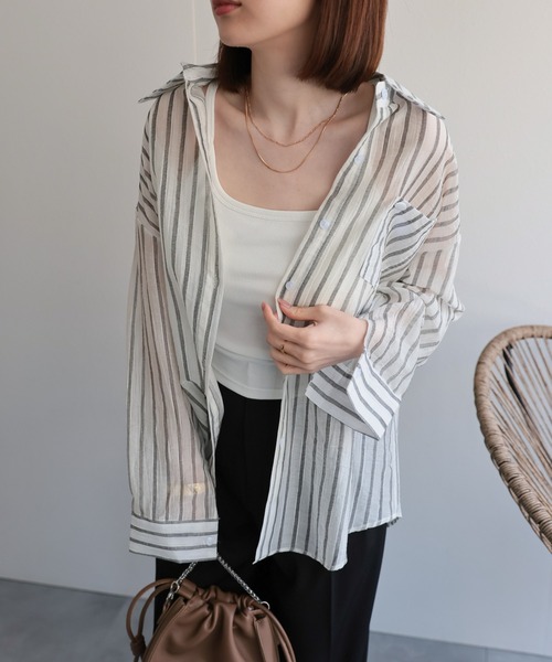 sakishimatokyo(サキシマトーキョー)の「カップ付き バックレースタンクトップ(タンクトップ・レディース・ホワイト/ブラック/ベージュ/グリーン/オフホワイト/ブラック系その他/グレー・FREE)」の14枚目の写真