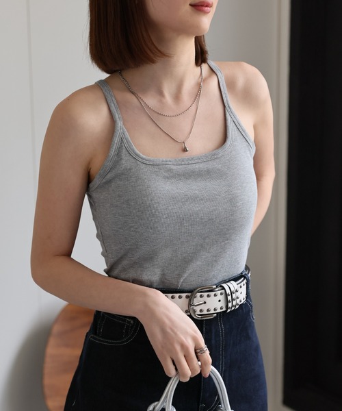 sakishimatokyo(サキシマトーキョー)の「カップ付き バックレースタンクトップ(タンクトップ・レディース・ホワイト/ブラック/ベージュ/グリーン/オフホワイト/ブラック系その他/グレー・FREE)」の18枚目の写真