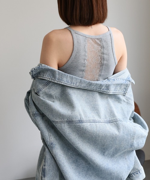 sakishimatokyo(サキシマトーキョー)の「カップ付き バックレースタンクトップ(タンクトップ・レディース・ホワイト/ブラック/ベージュ/グリーン/オフホワイト/ブラック系その他/グレー・FREE)」の11枚目の写真
