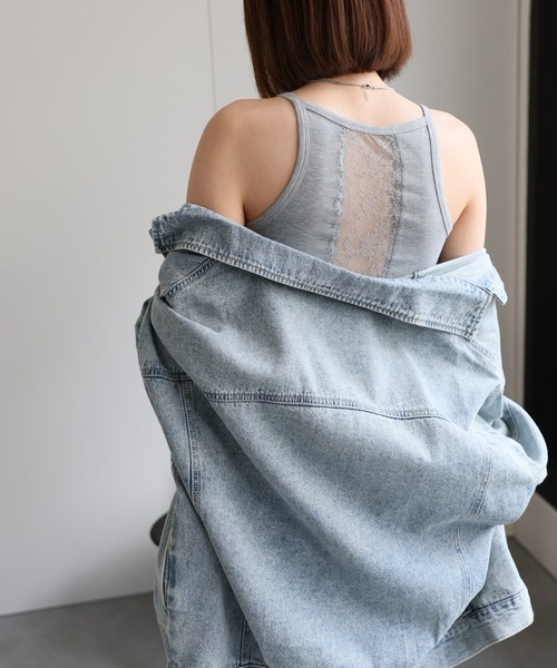 sakishimatokyo(サキシマトーキョー)の「カップ付き バックレースタンクトップ(タンクトップ・レディース・ホワイト/ブラック/ベージュ/グリーン/オフホワイト/ブラック系その他/グレー・FREE)」の12枚目の写真